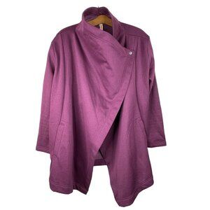 Lucy Athletic Cardigan Yoga Sweater Yoga Wrap Snap Front Purple Size Small Soft